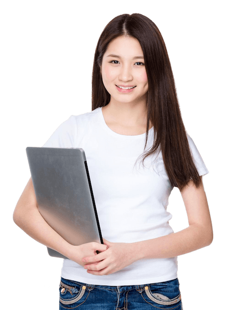 Student holding a laptop